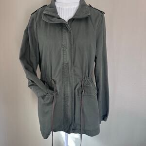 Forever 21 Zip Khaki green Jacket Women M Adjustable waist